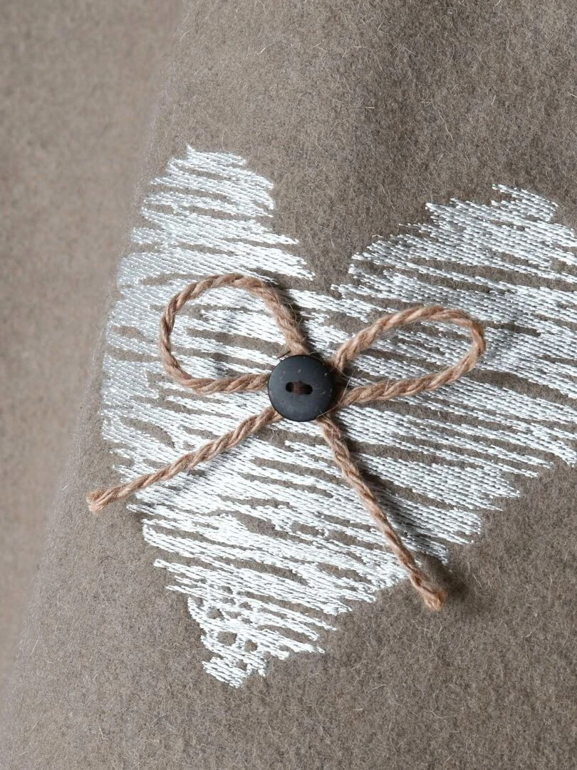 Rideau avec parement en feutre brodé   Taupe