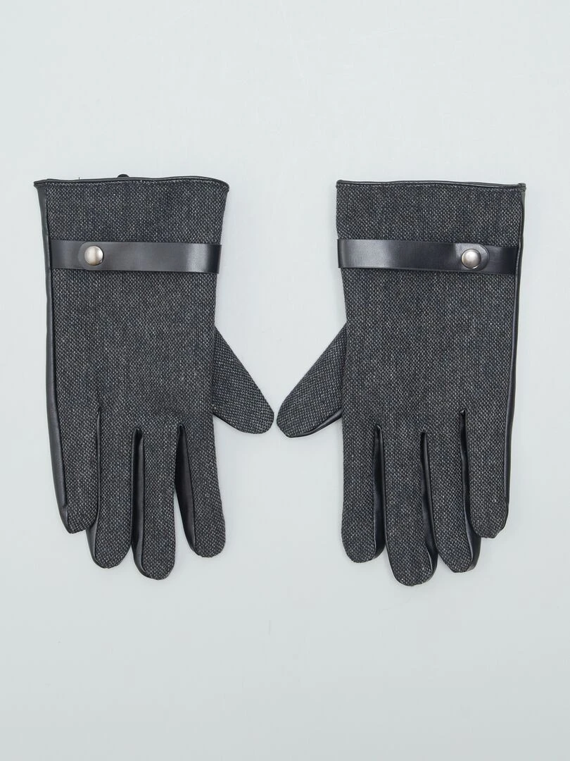 Gants bi matières doublés polaire Noir