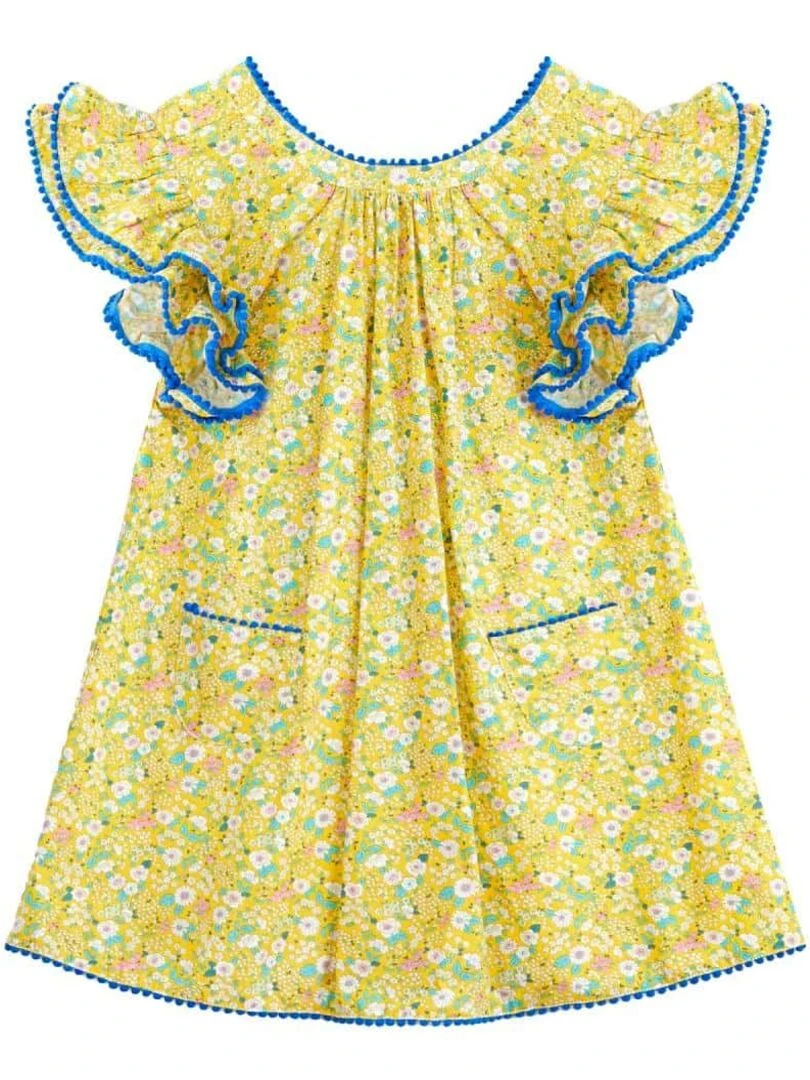 Robe Fleurie Été Jaune   Manches Papillons  BUTTERFLY   La Faute à Voltaire   Jaune