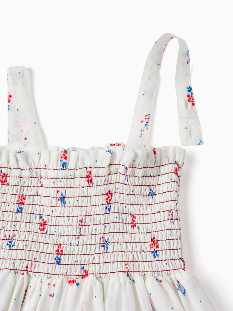 Robe Florale à Bretelles En Coton Pour Fille manches courtes PICASSO   Beige clair