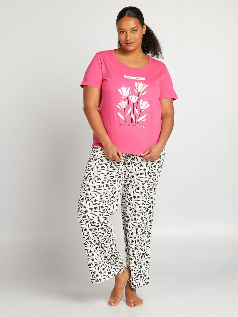 Pyjama long 'Naf Naf' 2 pièces Rose