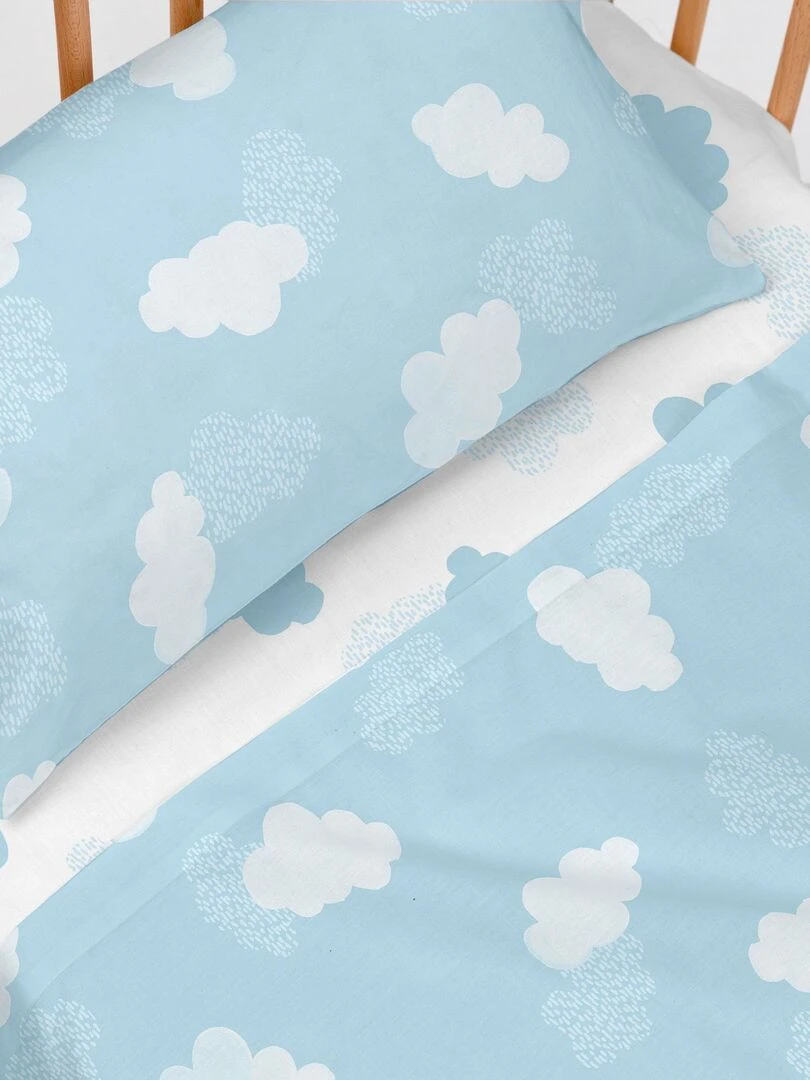Parure de lit 2 pièces Clouds Lit Bébé "Happyfriday" Bleu
