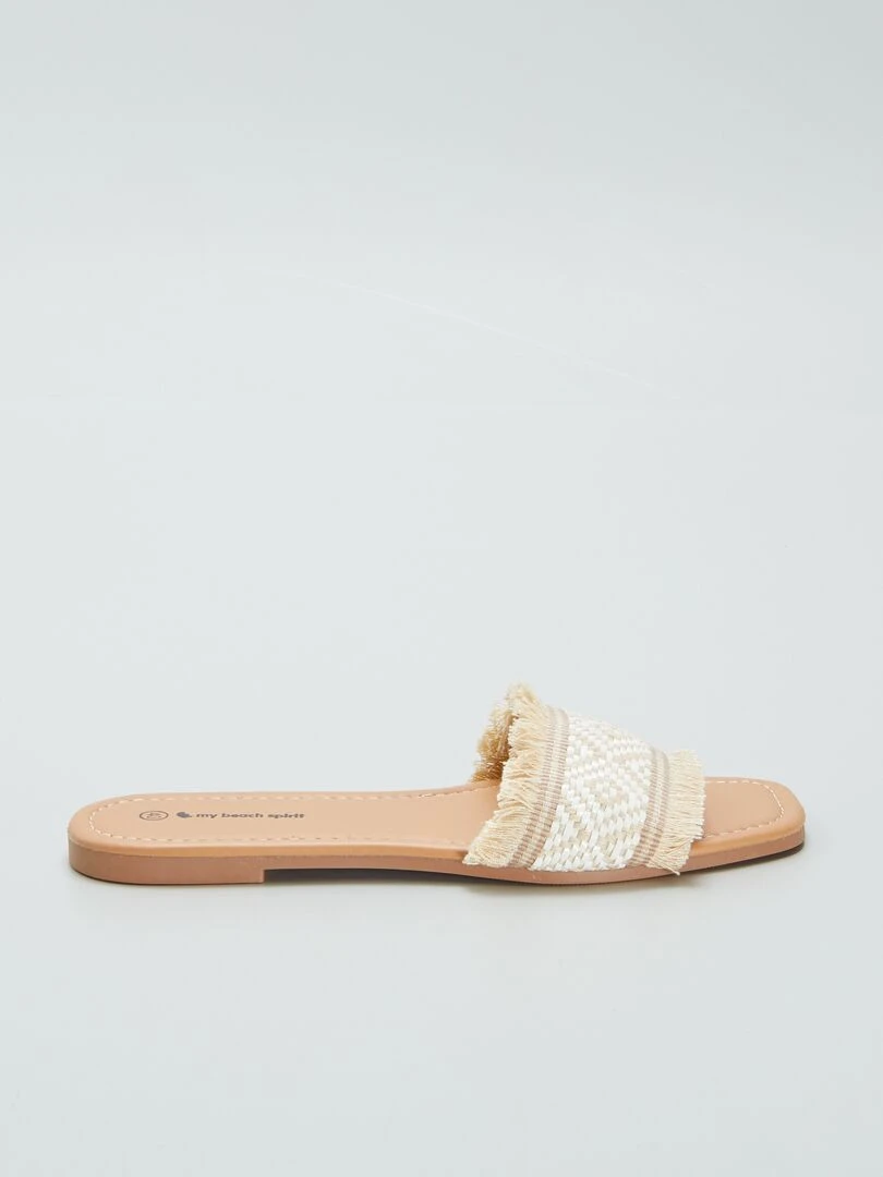 Mules à franges Beige
