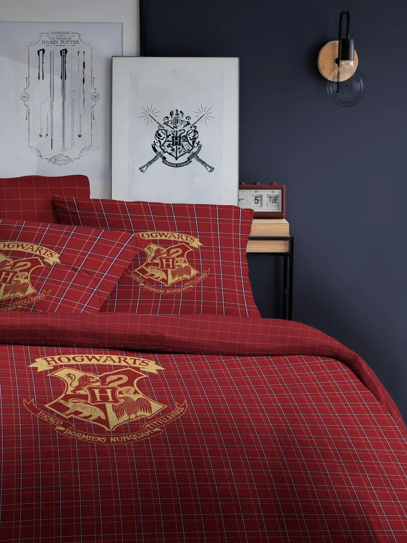 Parure de lit imprimée en flanelle de coton  HARRY POTTER TARTAN   Rouge
