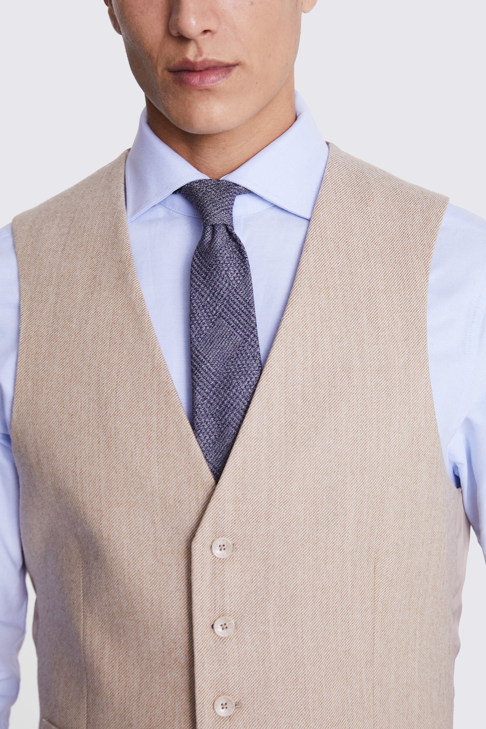 Tailored Fit Camel Twill Waistcoat   Buy Online at Moss