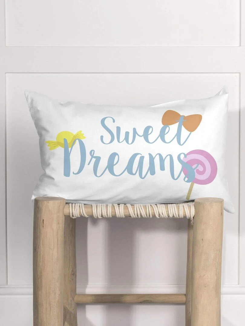 Housse de coussin Candies "Happyfriday"   Blanc