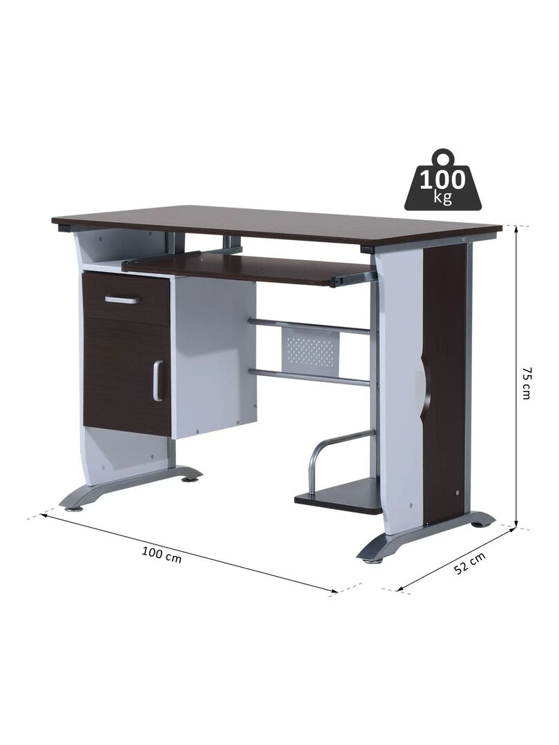 Bureau informatique design MDF   Marron