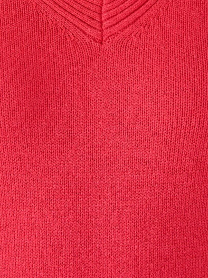 Pull col "V" maille jersey   Damart   Rose framboise
