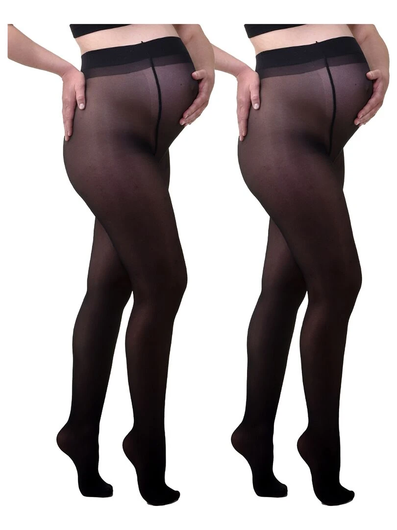 Duo Pack Collants de grossesse transparant confortables 20den Noir