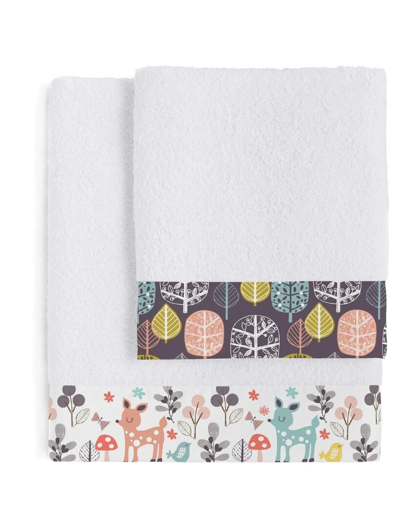 Lot de serviettes Woodland "Happyfriday" Blanc