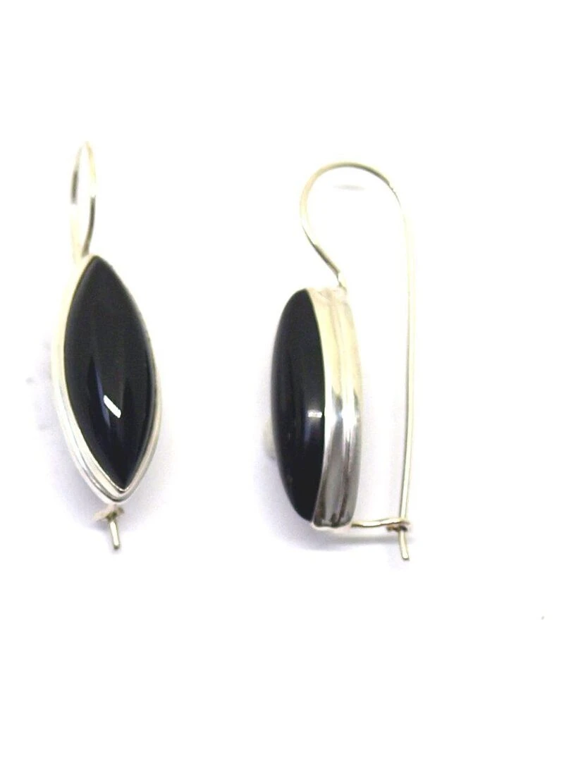 Boucles d'oreille amande agate Bijoucolor Noir