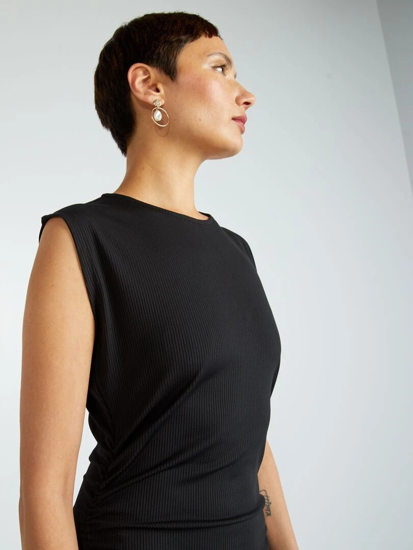 Robe moulante en maille côtelée noir
