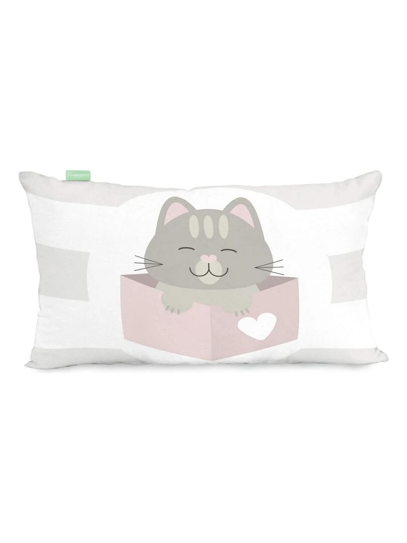 Housse de coussin Kitty "Happyfriday" Blanc