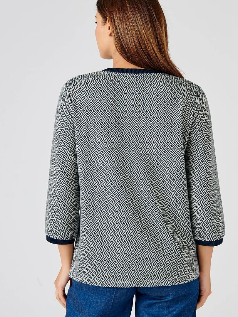 Tee shirt maille jacquard manches 3/4   Damart   Bleu marine