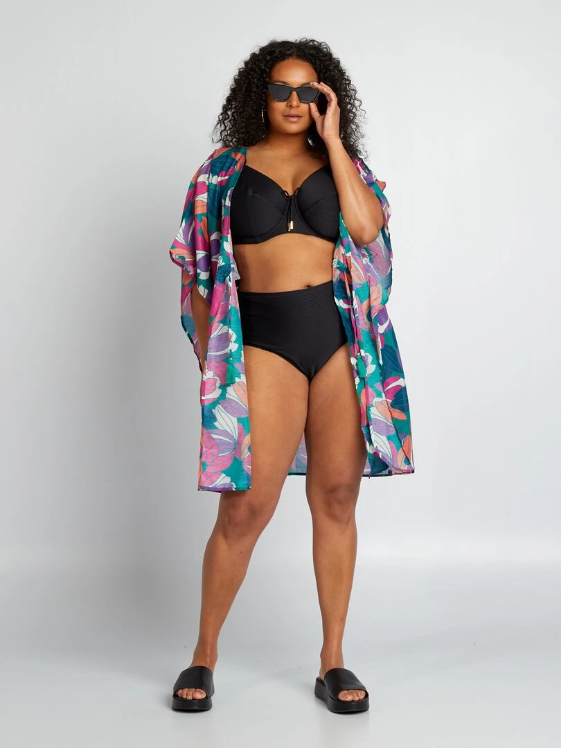 Soutien gorge de bain matière plissée   noir