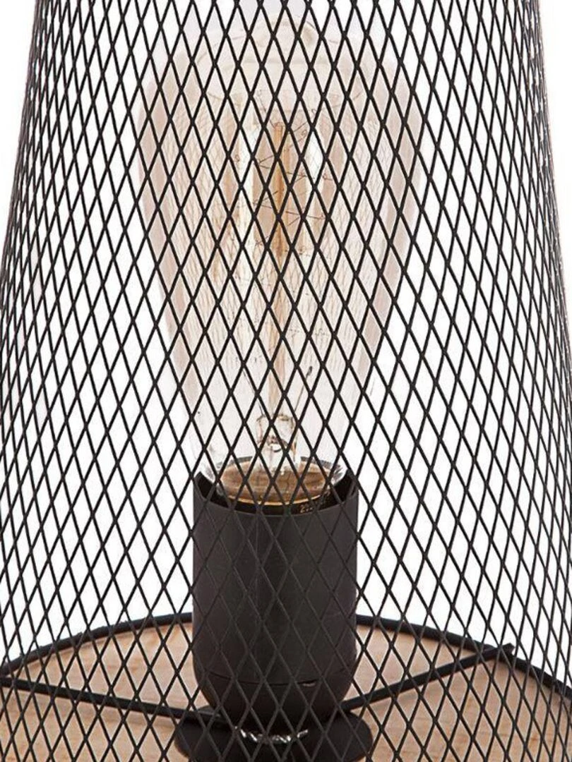 Lampe en métal et bois noir Multicolore