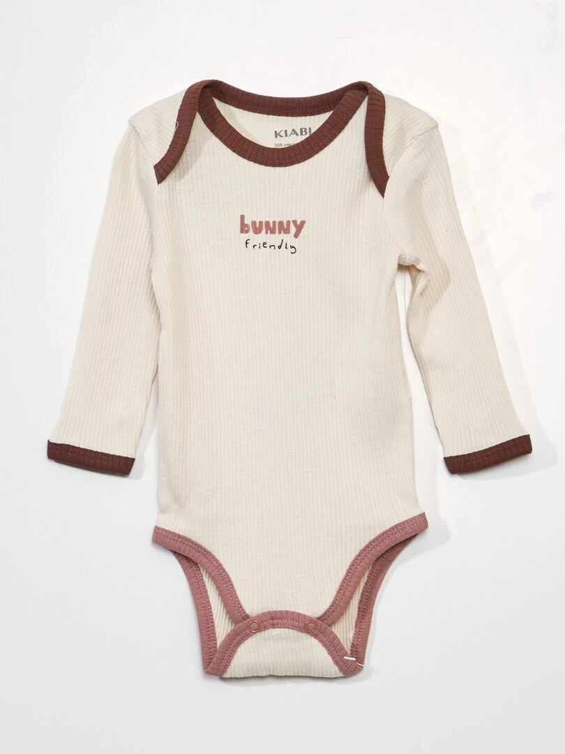 Lot de 2 bodies en maille côtelée   Marron/écru