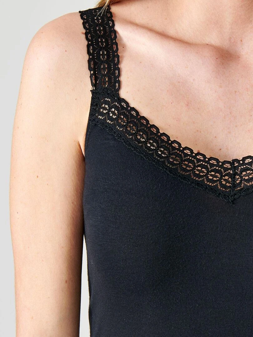Débardeur jersey Thermolactyl Sensitive finition dentelle    Damart   Noir