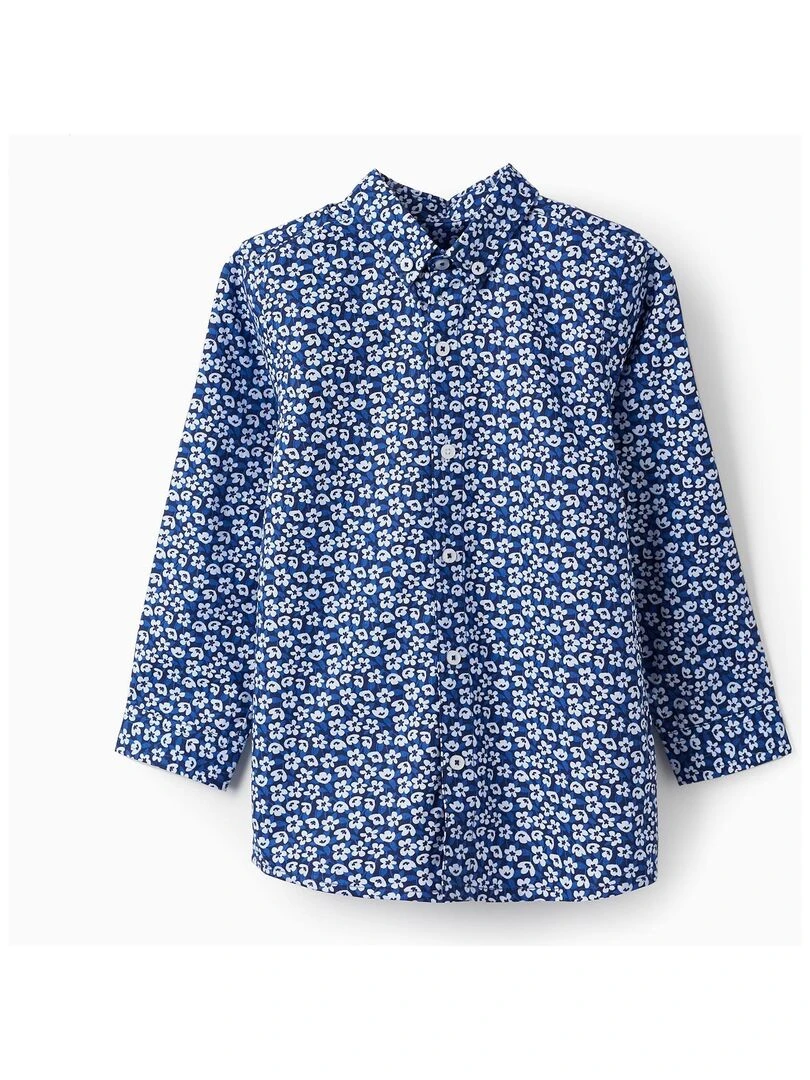 Chemise à motif floral pour garçon manches longues LETS PARTY Bleu foncé