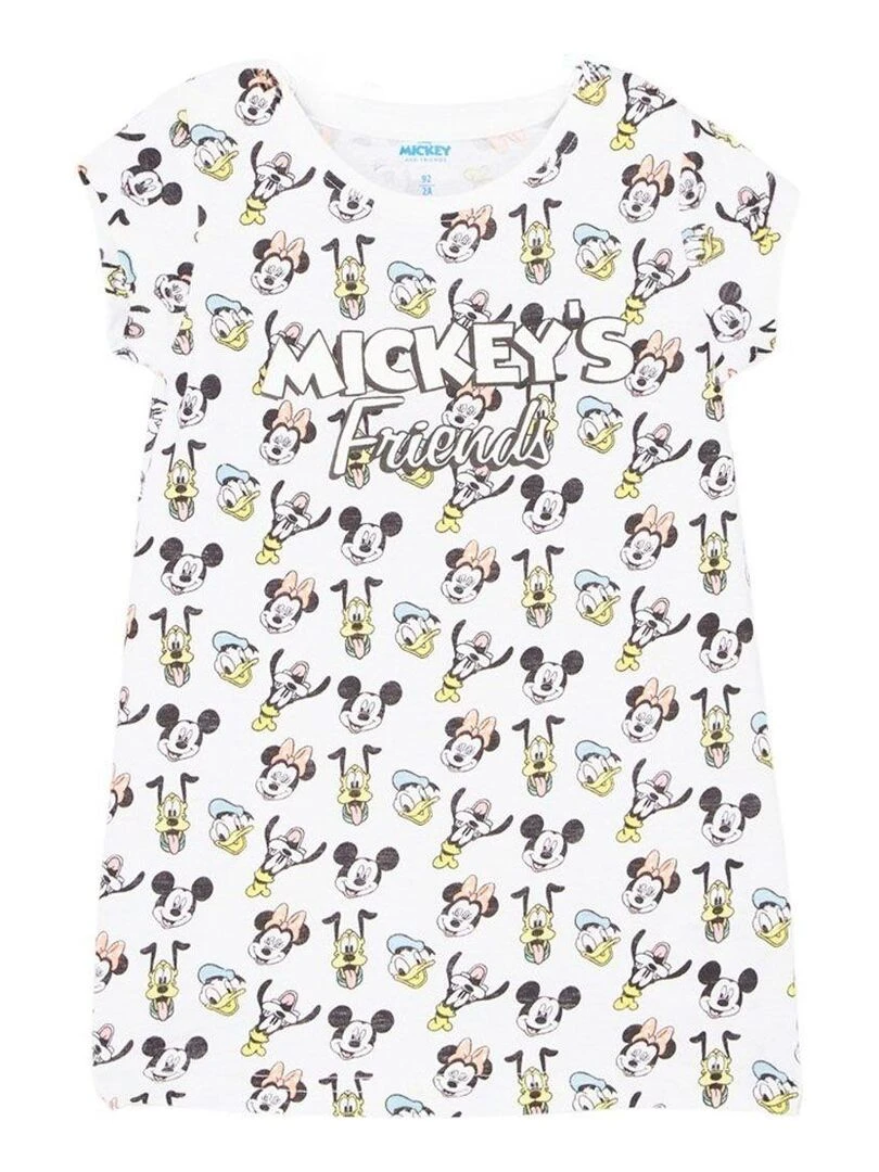 Disney Chemise De Nuit fille imprimé Mickey en coton Blanc