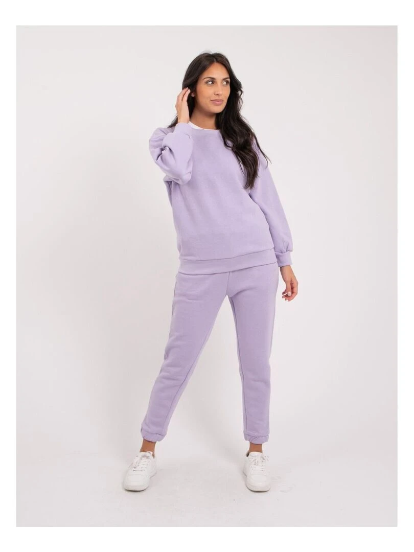 Sweatshirt col rond YORK   Violet clair