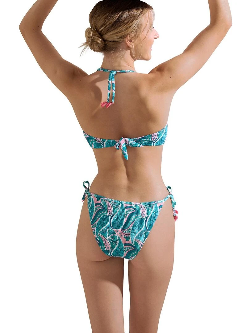 Bas maillot slip de bain taille basse à nouettes Kavala   Bleu