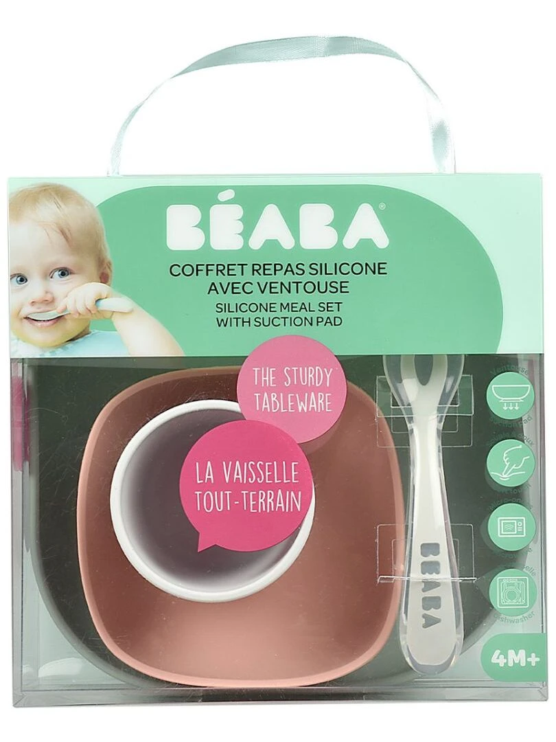 Coffret repas en silicone eucalyptus (4 pièces)   Gris Rose Gris