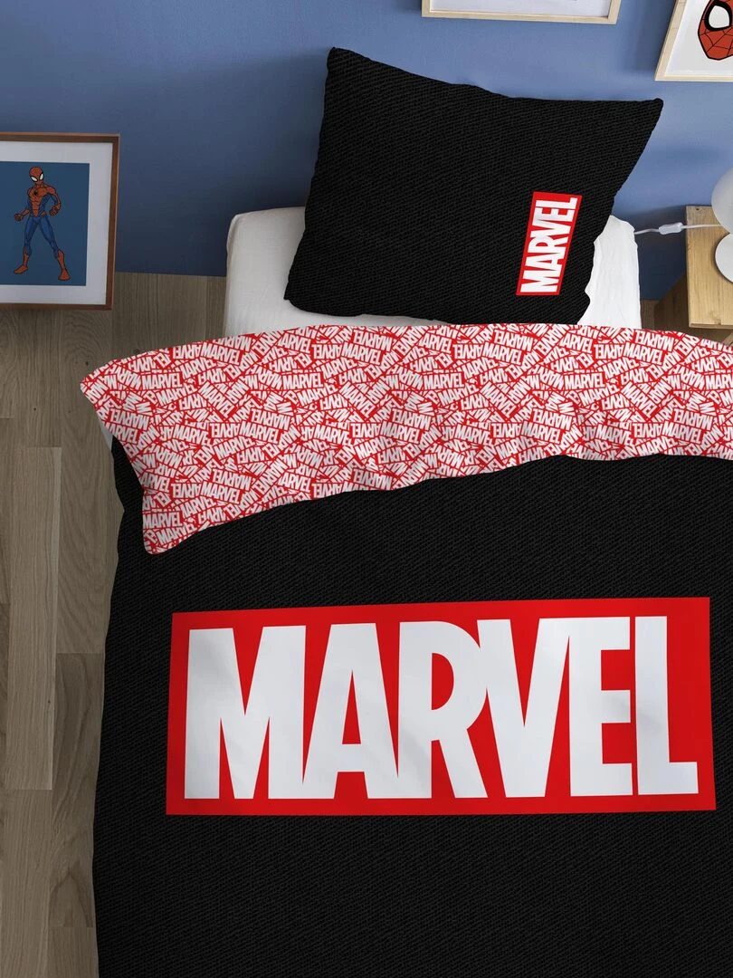 Parure de lit imprimée 100% coton MARVEL HOME IDENTITY Noir Rouge