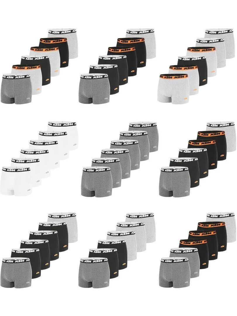 Pack surprise de 6 boxers coton homme Ktm   Noir
