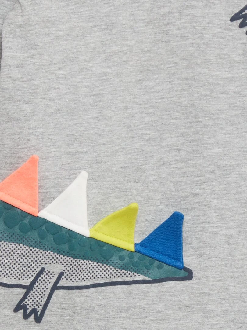 T shirt manches longues avec animation Gris