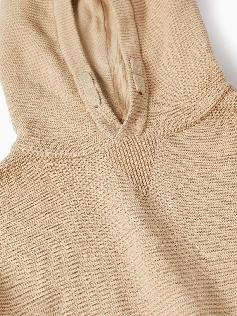 Pull à Capuche en Maille de Coton pour Garçon  ATLANTIC COMPANY   Beige clair