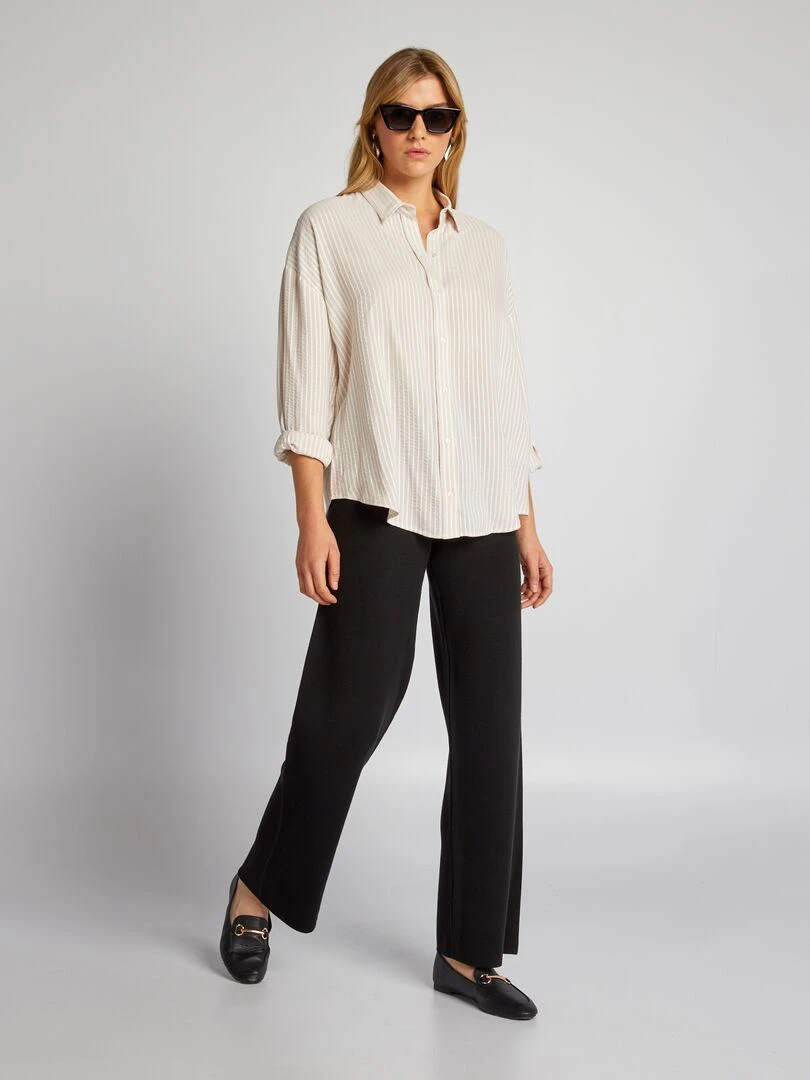 Chemise oversize à rayures BEIGE
