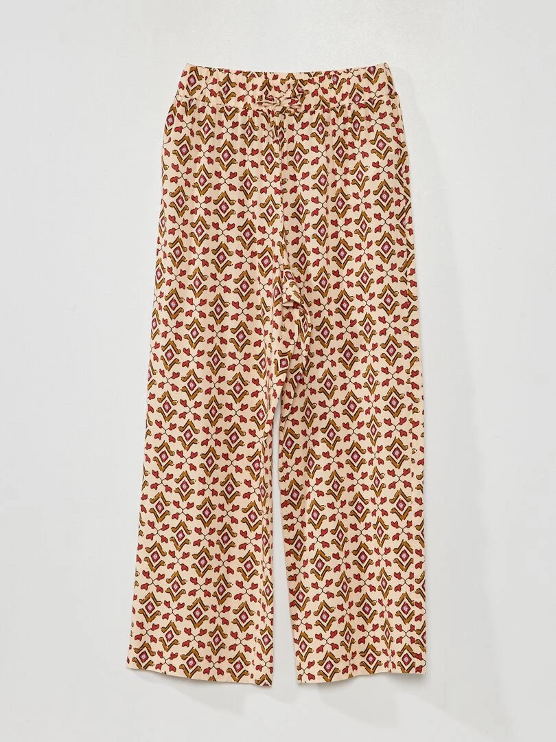 Pantalon imprimé large Beige