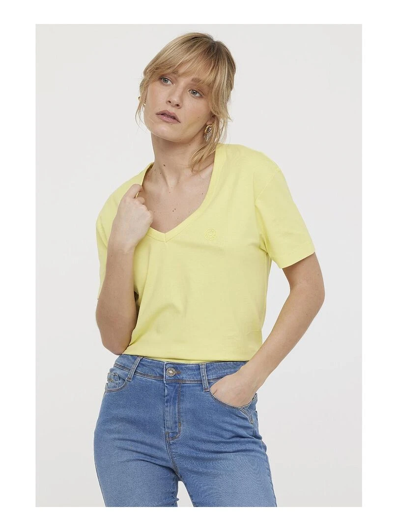 Lee Cooper   T shirt manches courtes coton regular AMILA   Jaune citron