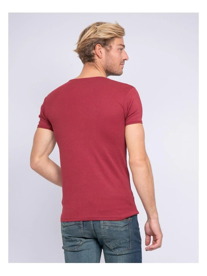 T shirt col rond pur coton organique WARRY Bordeaux