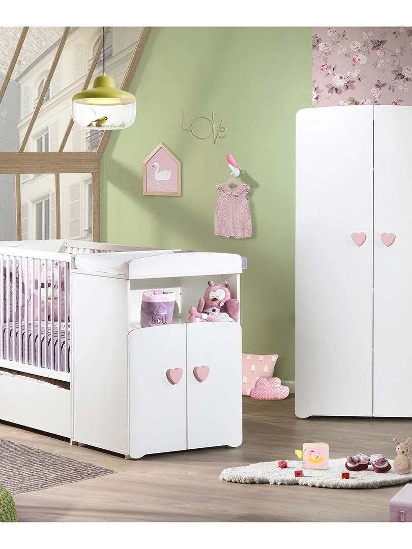 Lit combiné BASIC BABYPRICE Blanc Rose