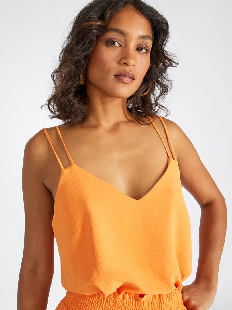 Top à fines bretelles orange