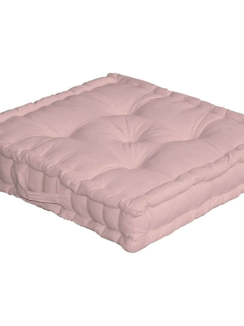 Coussin de sol uni en pur coton Vieux rose