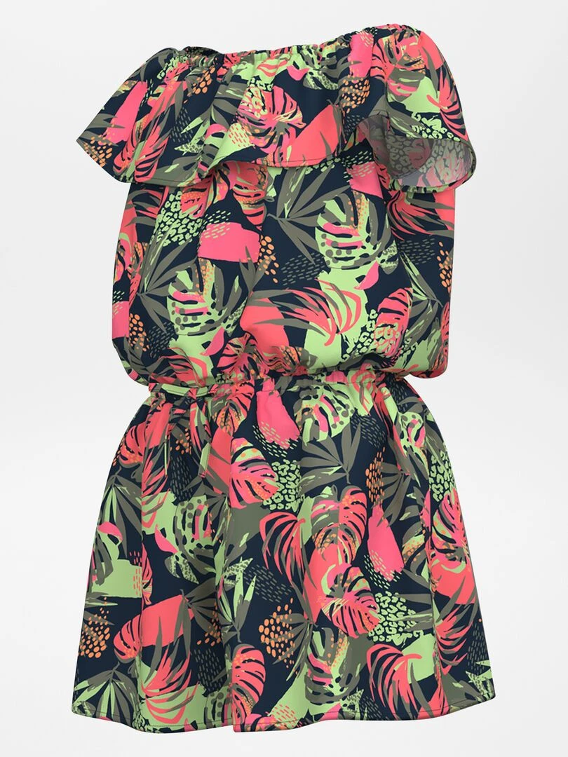 Combi short à haut volanté   Bleu