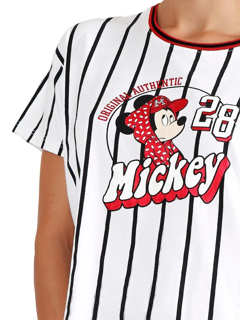 Pyjama pantacourt t shirt Mickey Beisbol Disney blanc   Blanc
