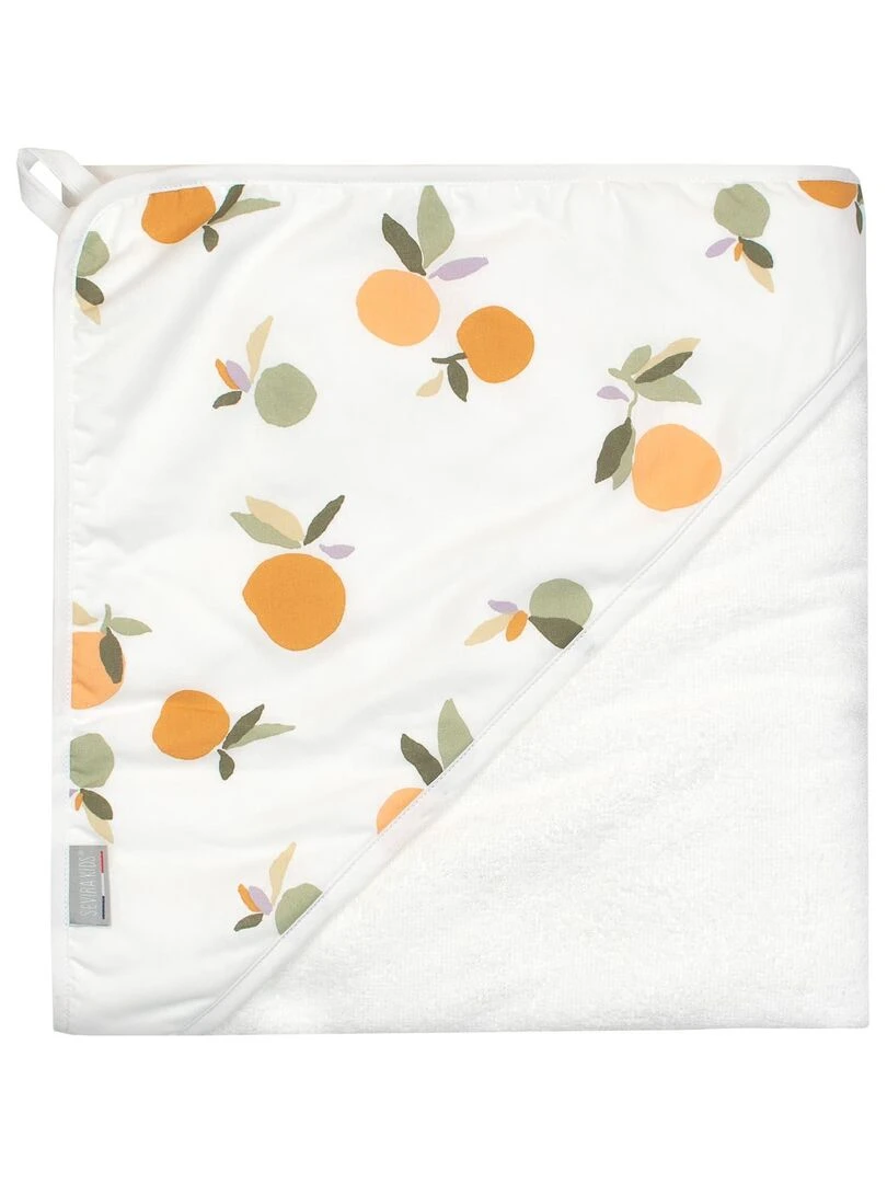 Grande cape de bain en coton et bambou Clem Blanc
