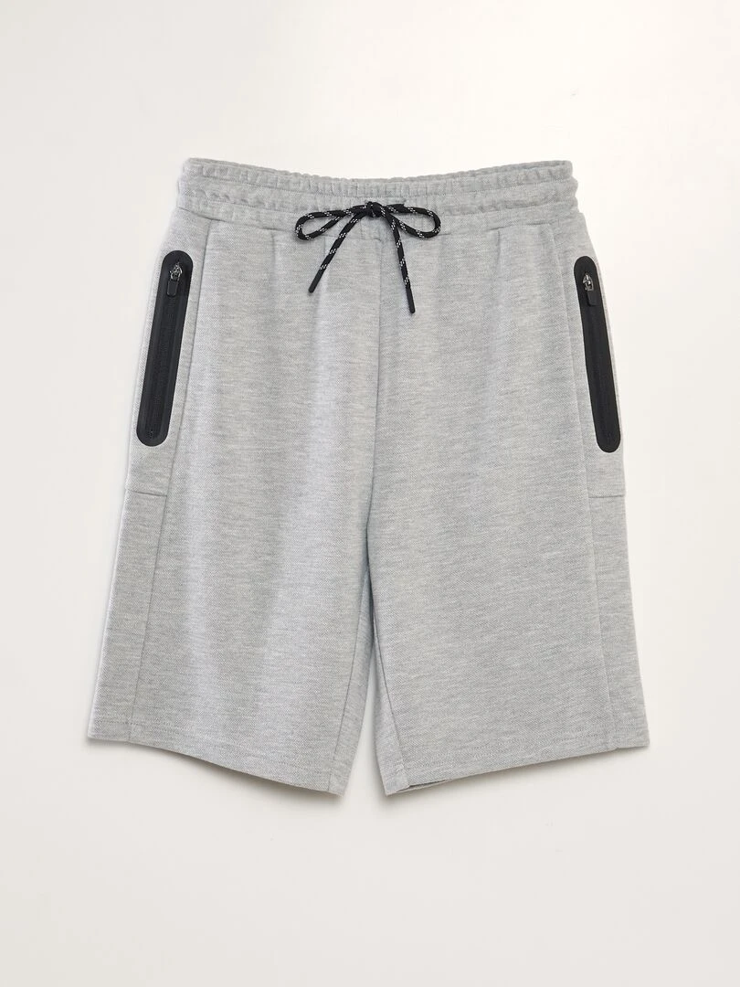 Short de jogging en piqué de coton Gris
