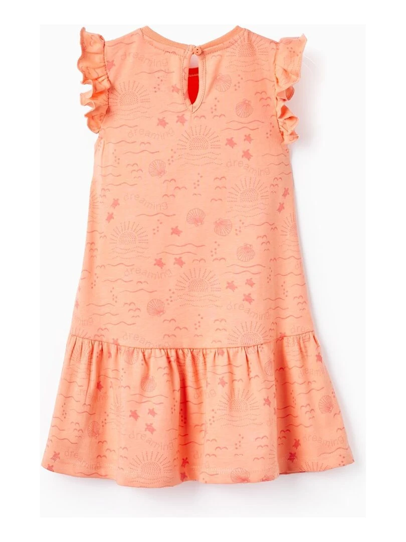 Pack 2 Robes en Coton pour Bébé Fille 'Dreaming' manches courtes EXPLORING AUSTRALIA Blanc Orange clair