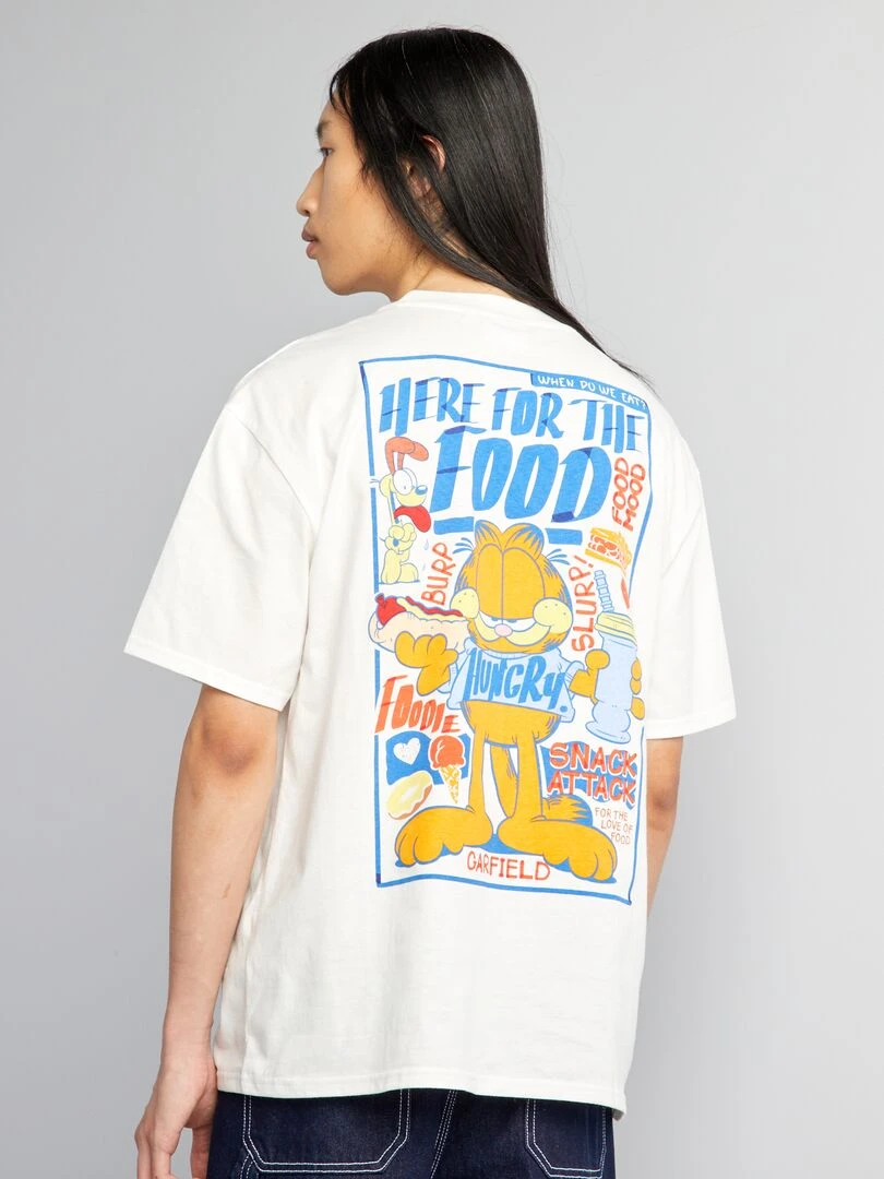 T shirt oversize 'Garfield' manches courtes   blanc