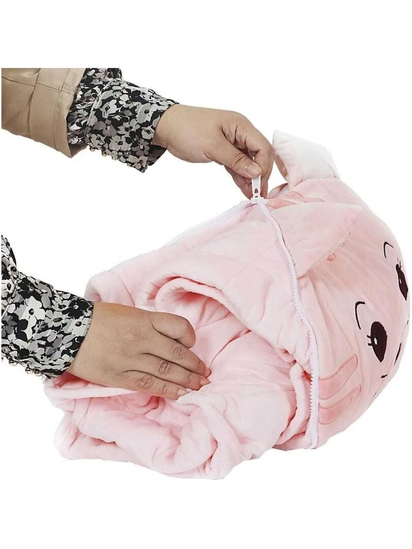 Couverture convertible Chat 110x150   Rose