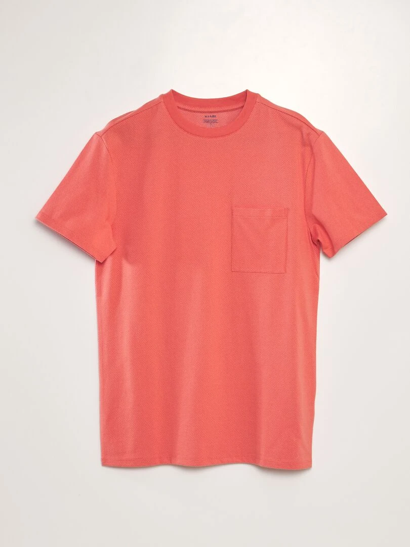 T shirt moucheté à poche poitrine Rouge