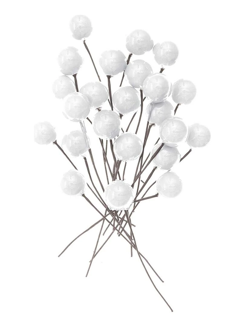 24 baies blanches décoratives 8 cm Blanc