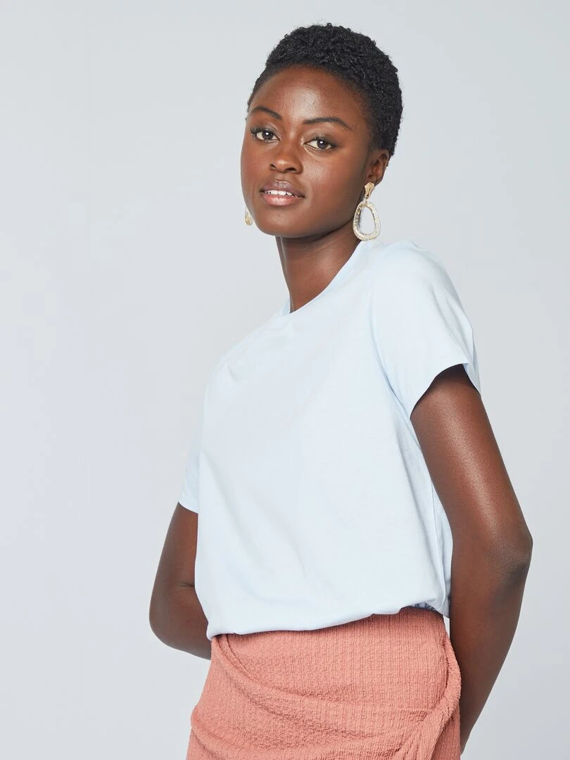 T shirt uni en jersey BLEU