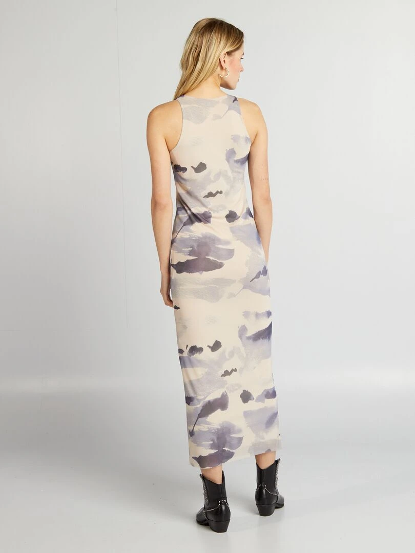 Robe longue près du corps tie and dye   Bleu/beige