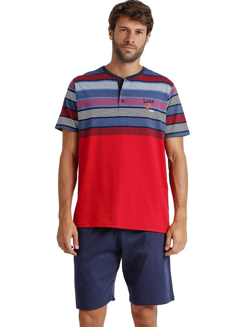 Pyjama short polo Strings Lois Rouge